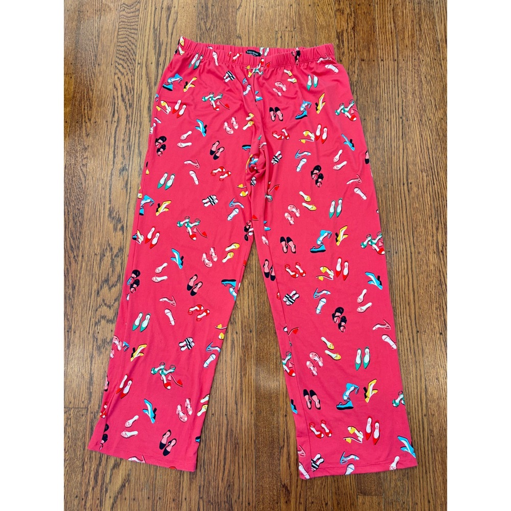 Kate Spade Shoe Print Pajama Pants Red Lounge PJs Large Cozy Cute